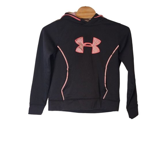 Under Armour Hooded Sweatshirt Black Pink‎ Camo Accents Size XL - Picture 1 of 6